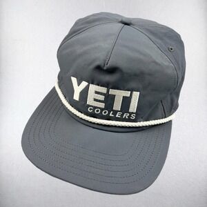 YETI Coolers Hat Mens OSFM Gray Rope Snapback Embroidered Logo Mesh Lining